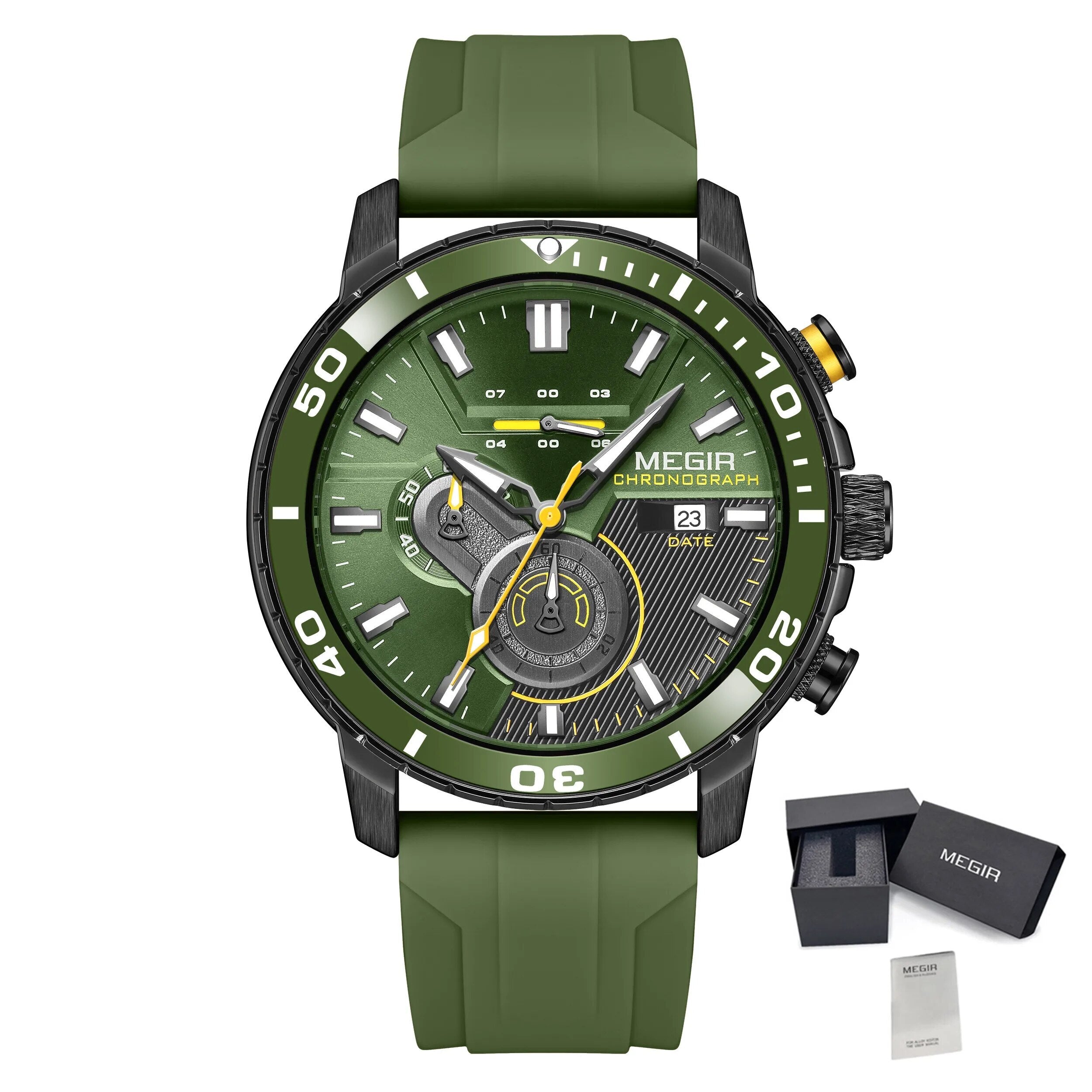 MEGIR Luxury Military Watches for Men Fashion Sport Quartz Wristwatch Waterproof Silicone Band Male Clock Chronograph with Date-20