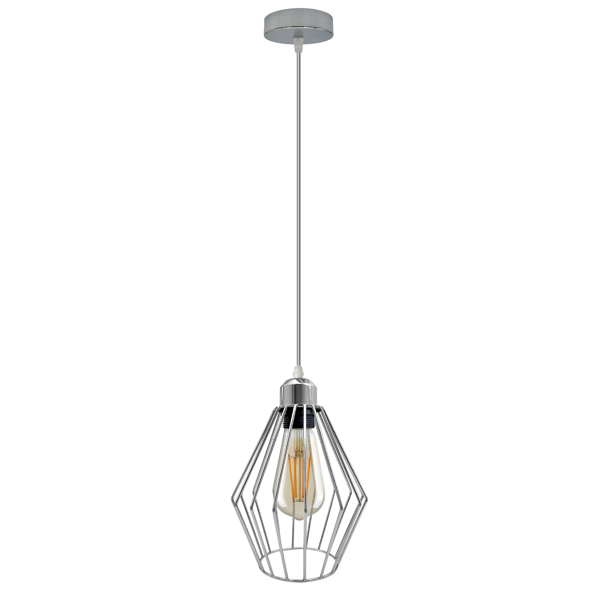 Chrome Retro Vintage Loft Style Ceiling Lamp Shade Easy Fit E27 Base Screw~4293