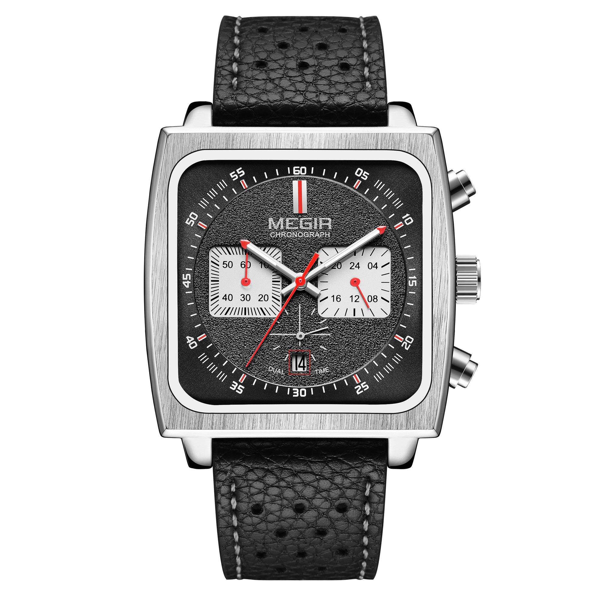 MEGIR 2022 Analogue Watch Men Top Brand Fashion Luxury Rectangle Quartz Military Watches Waterproof Luminous Leather Strap-1