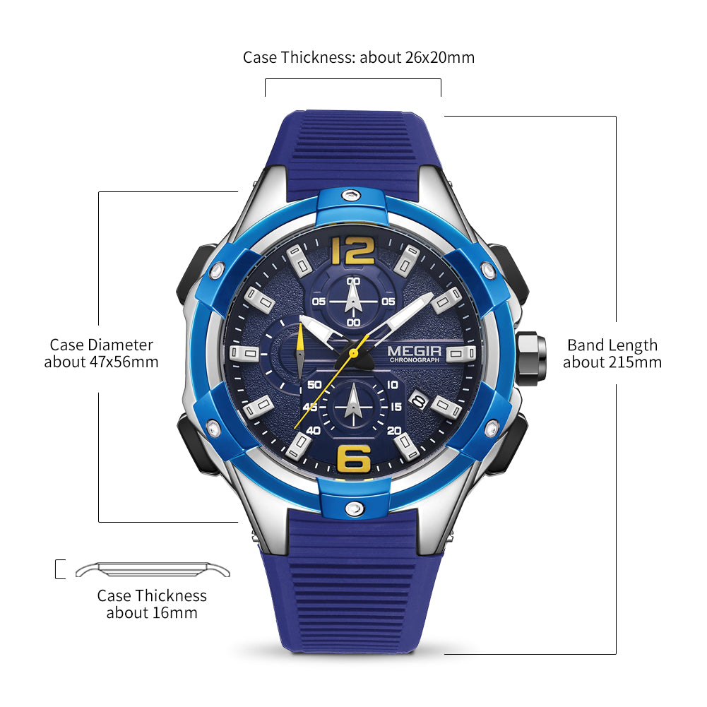 MEGIR Men's Chronograph Original Top Luxury Sports Military Watches for Men Date Luminous Wristwatches Clock Relogio Masculino