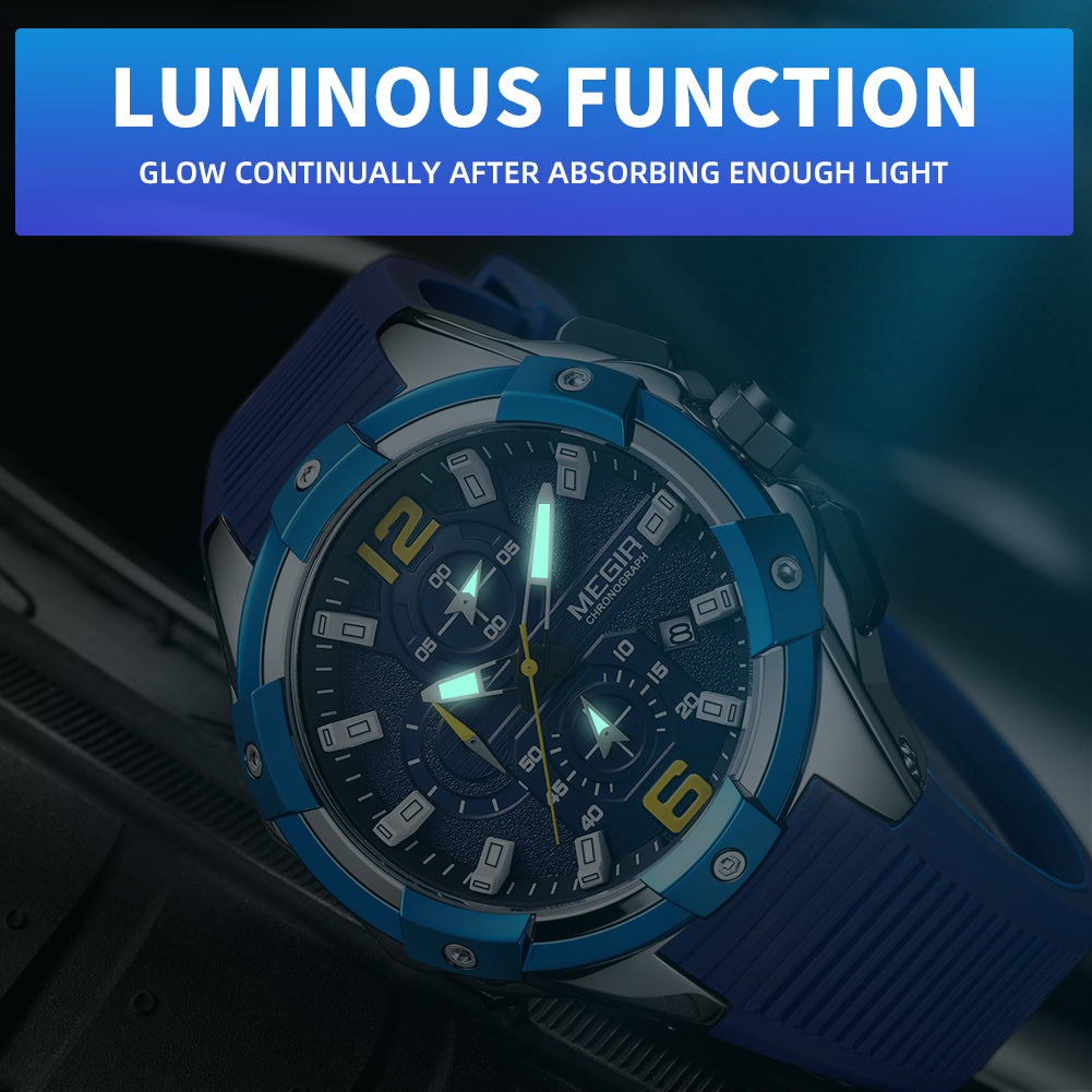 MEGIR Men's Chronograph Original Top Luxury Sports Military Watches for Men Date Luminous Wristwatches Clock Relogio Masculino