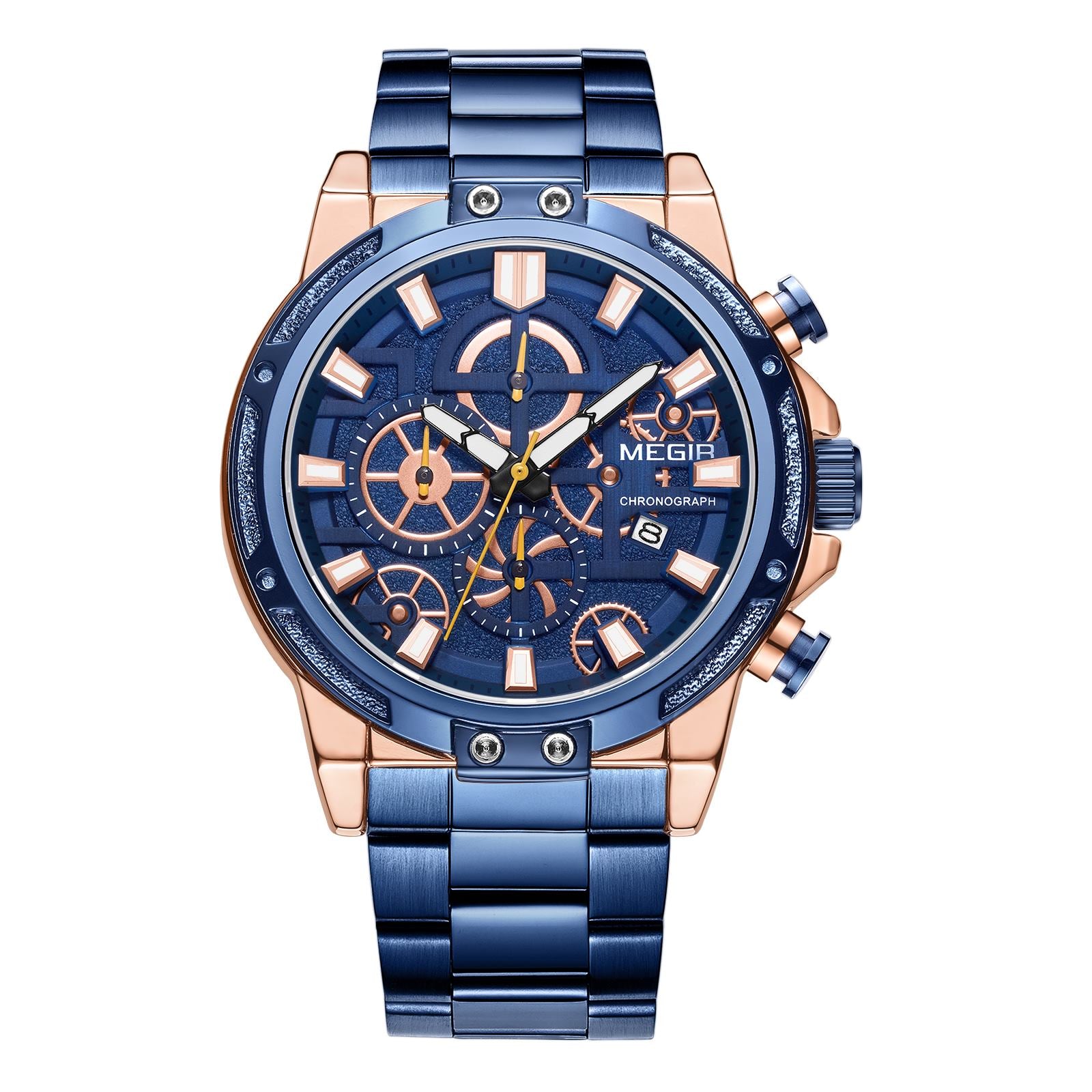 MEGIR Luxury Business Quartz Watches for Mens Stainless Steel Strap Men Casual Wristwatches Waterproof Man Clock Chronograph