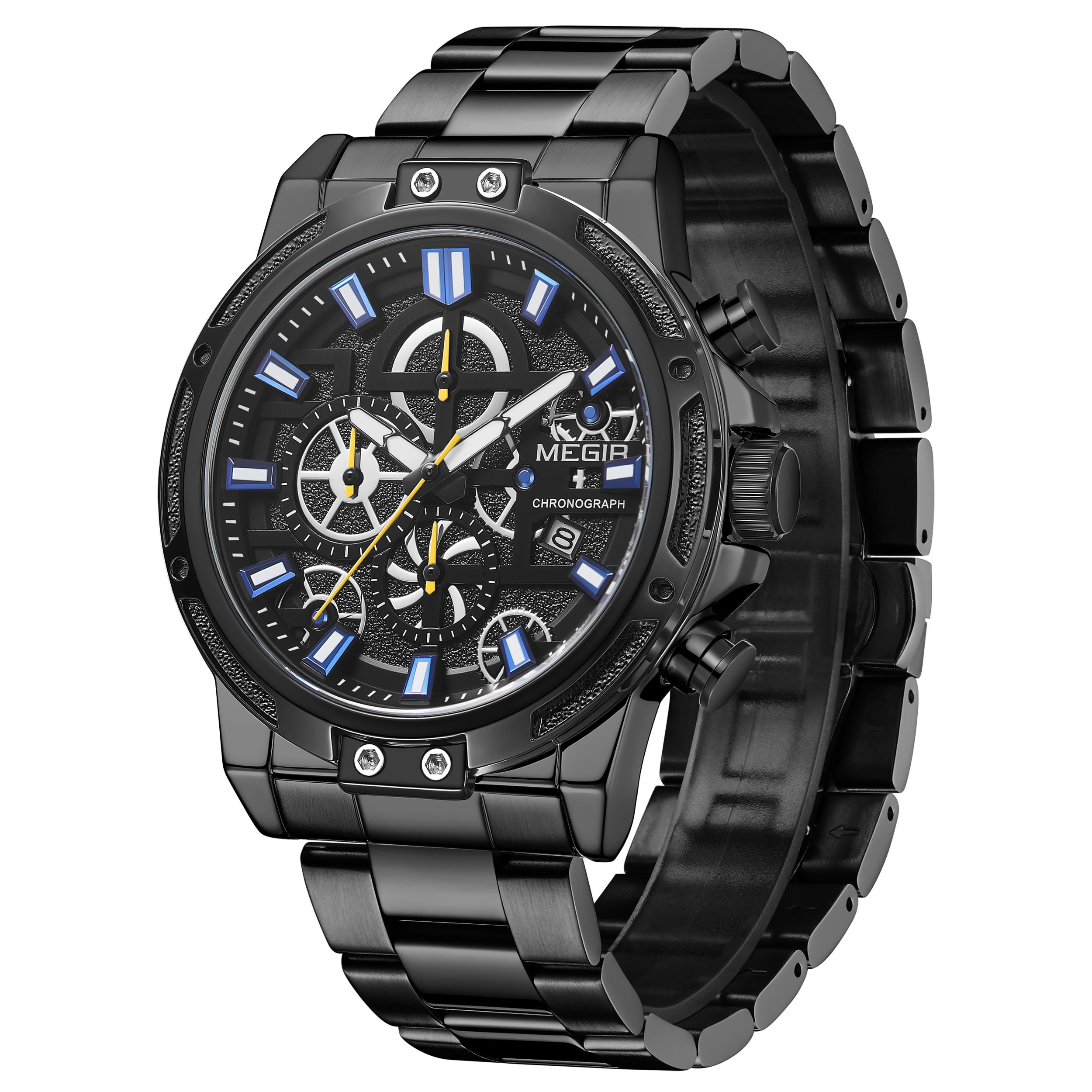 MEGIR Luxury Business Quartz Watches for Mens Stainless Steel Strap Men Casual Wristwatches Waterproof Man Clock Chronograph