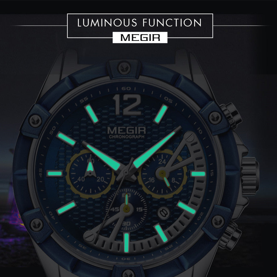 MEGIR Fashion Mens Watches Top Brand Luxury Silicone Sport Military Watch Chronograph Date Waterproof Wristwatch Male Clock 2083-12