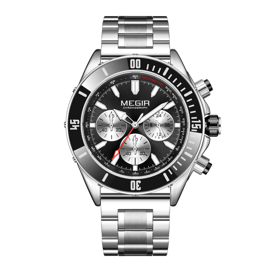 MEGIR Watch with Chronograph Men Fashion Quartz Military Waterproof Calendar Business Casual Wrist Watches Clock Montre Homme-4