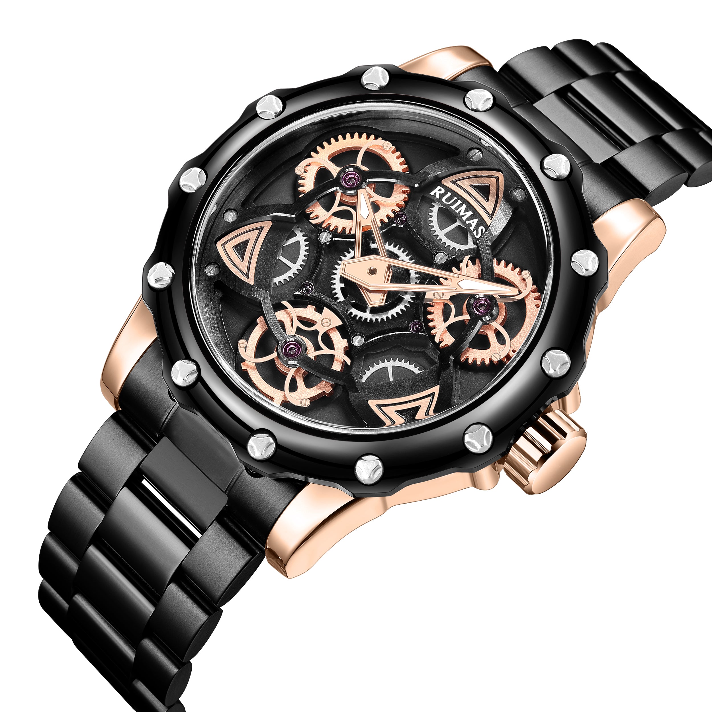 RUIMAS Quartz Watches Men's Business Wristwatch Waterproof Male Clock Chronograph Stainless Steel Casual Watch reloj hombre 331-7