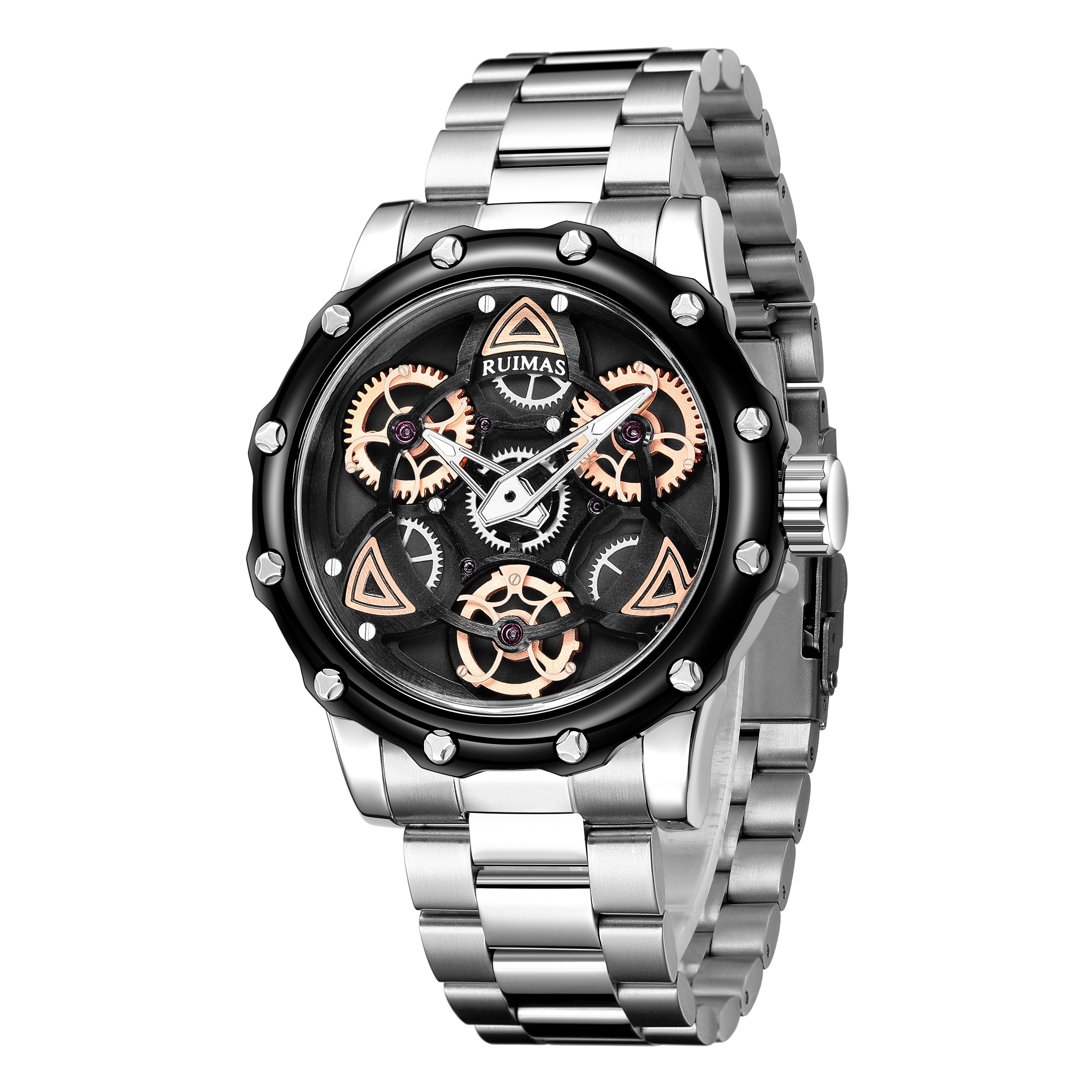 RUIMAS Quartz Watches Men's Business Wristwatch Waterproof Male Clock Chronograph Stainless Steel Casual Watch reloj hombre 331-8