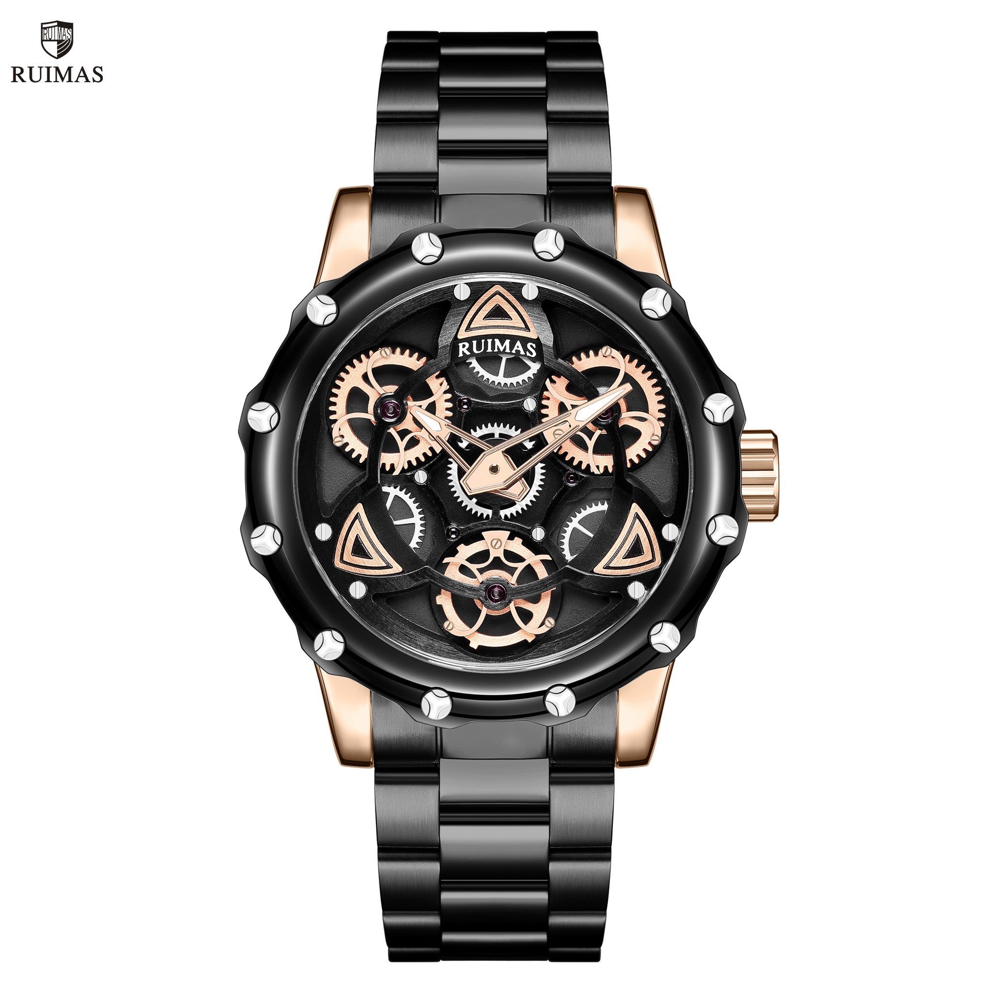 RUIMAS Quartz Watches Men's Business Wristwatch Waterproof Male Clock Chronograph Stainless Steel Casual Watch reloj hombre 331-0