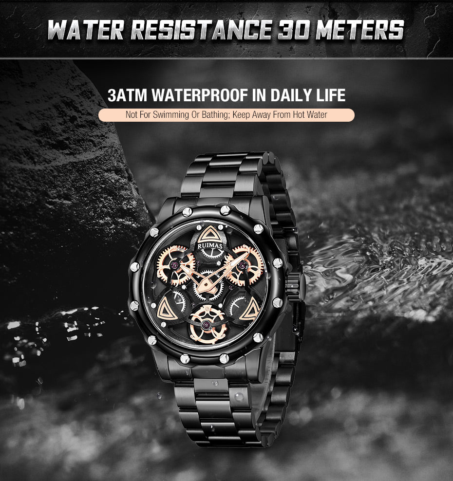 RUIMAS Quartz Watches Men's Business Wristwatch Waterproof Male Clock Chronograph Stainless Steel Casual Watch reloj hombre 331-6