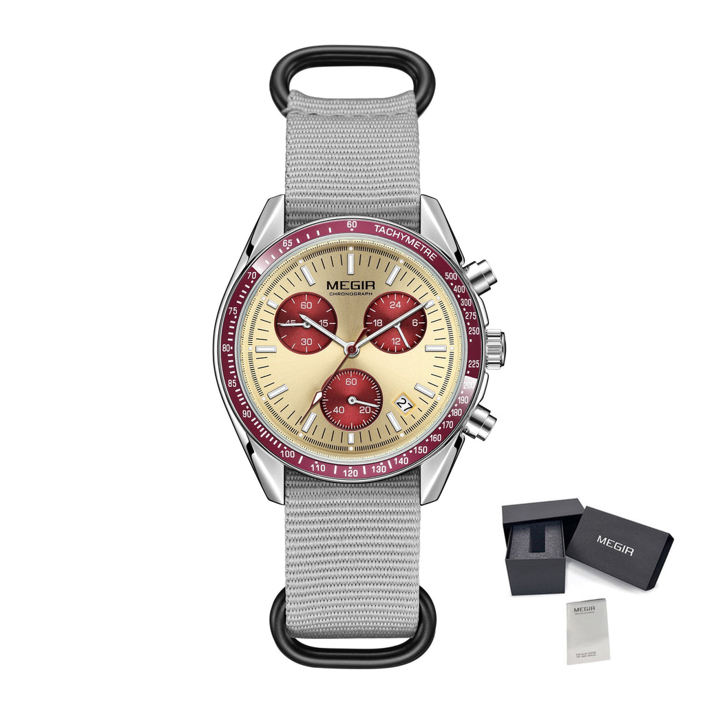 MEGIR Fashion Brand Men Wristwatches Military Sport Watches Canvas Strap Waterproof Chronograph Clock Gift for Men Montre Homme 2247-19