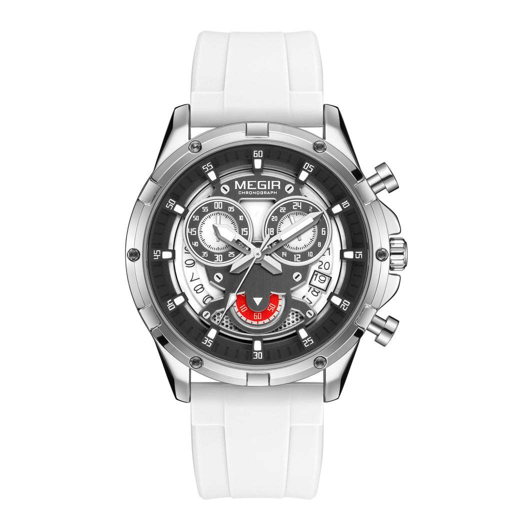 MEGIR Men's Sport Watches Silicone Strap Military Quartz Chronograph Waterproof Luminous Wristwatch 24-hour Auto Date Reloj Hombre 2248-7