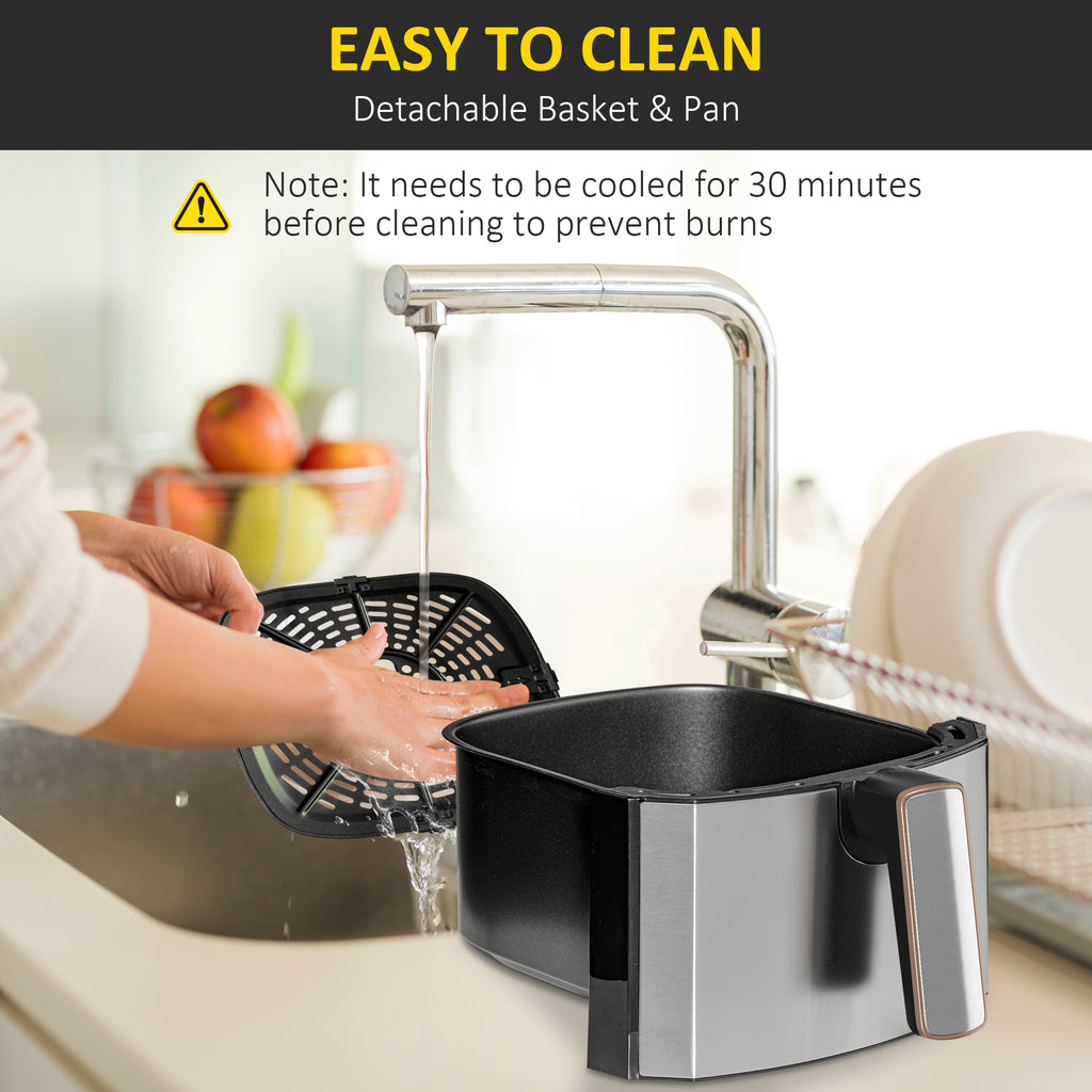 1700W 6.5L Air Fryer, Air Fryer Oven with Digital Display, Adjustable Temperature, Timer & Nonstick Basket for Oil | HOMCOM