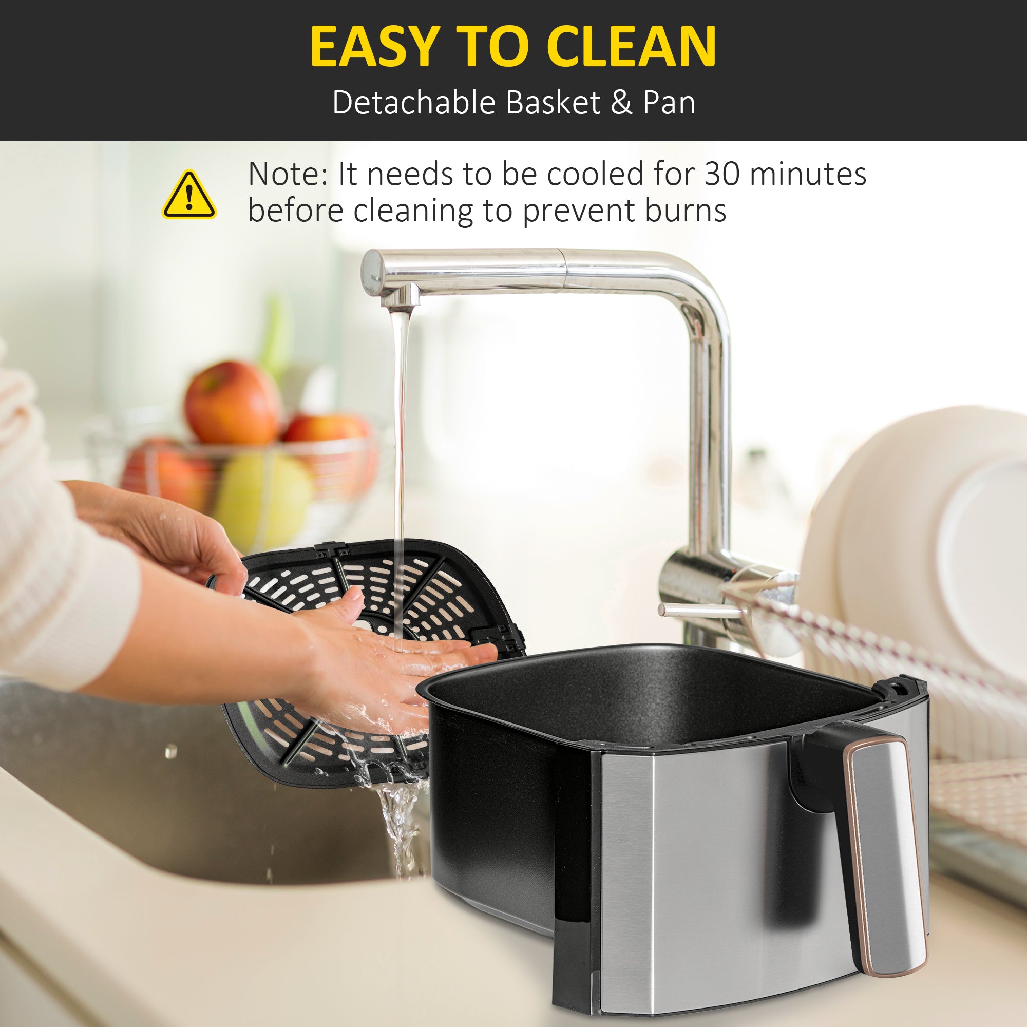 1700W 6.5L Air Fryer, Air Fryer Oven with Digital Display, Adjustable Temperature, Timer & Nonstick Basket for Oil | HOMCOM