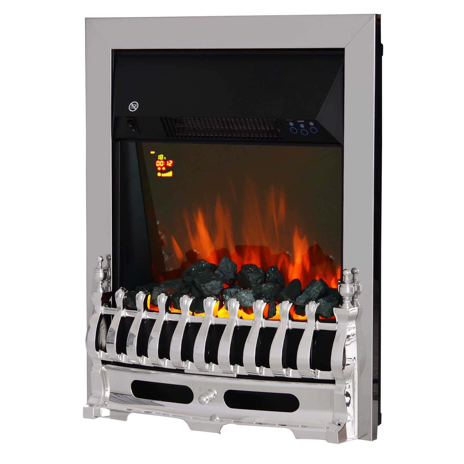 LED Flame Electric Fire Place in Silver