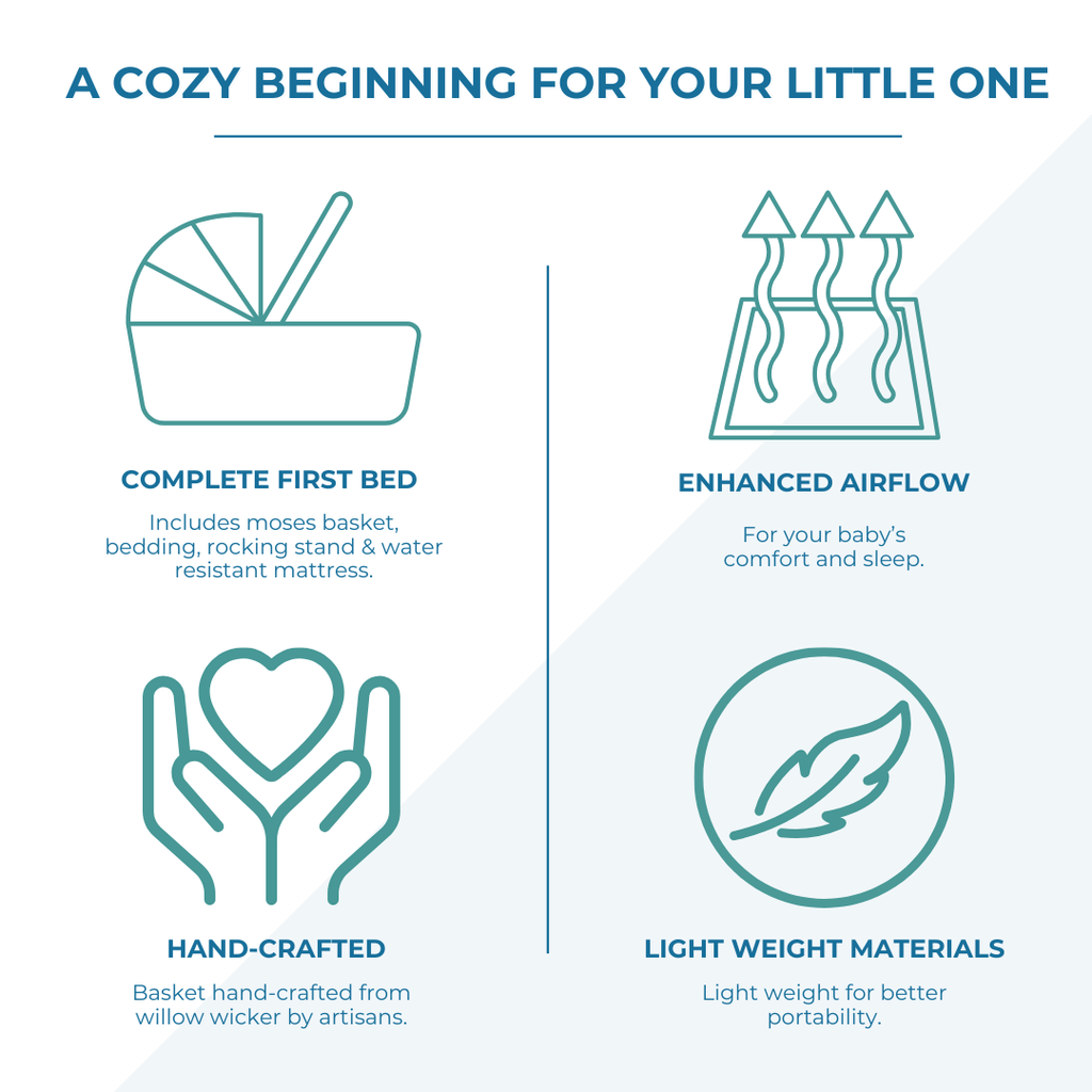 White Dimple White Wicker Baby Moses Basket With Stand-2