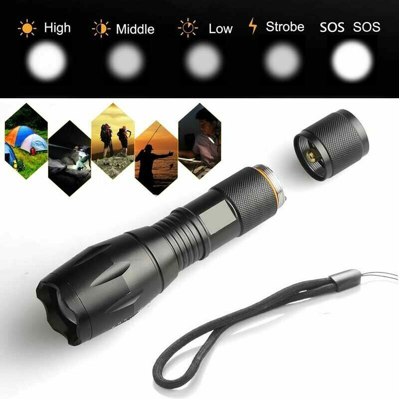 High Power Torch Adjustable Focus LED Flashlight 5 Modes
