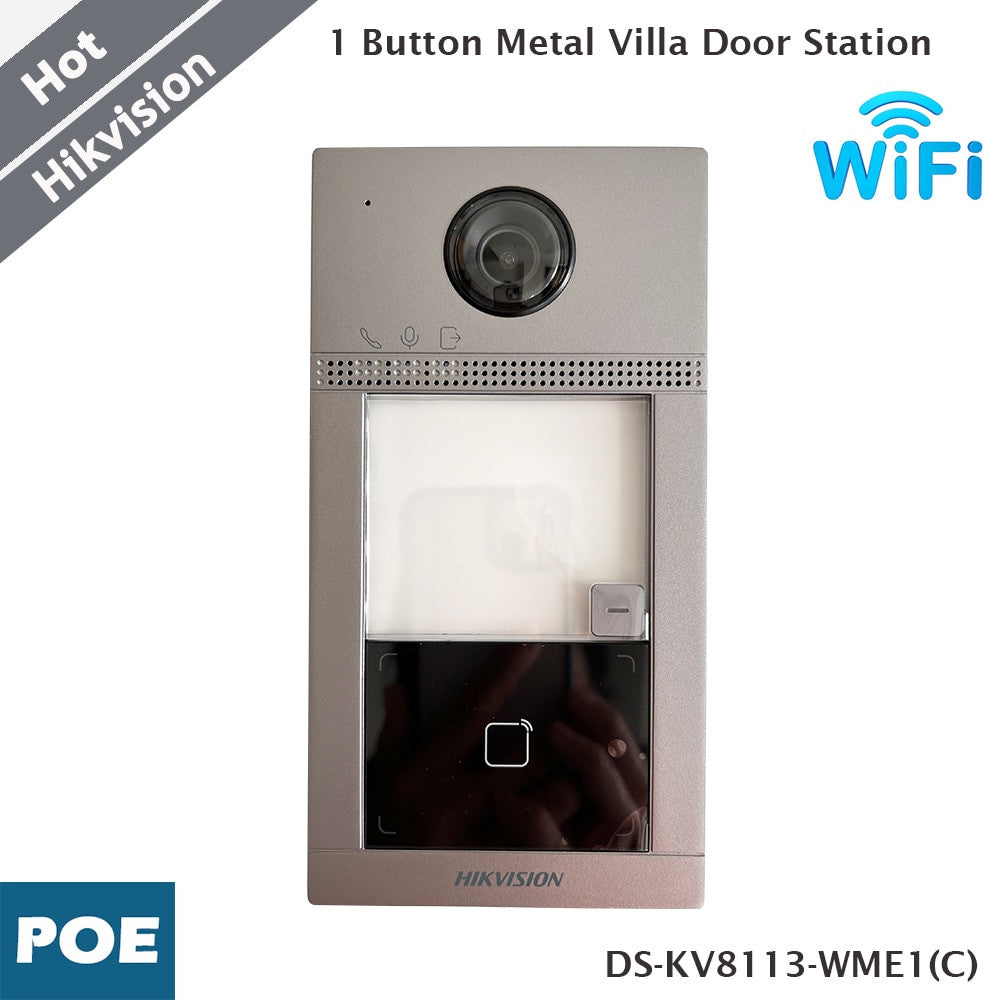 Hikvision Wifi 1 Button Metal Villa Door Station POE Internal Mifare Card Reader