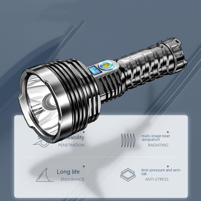 Long Shot Camping Cave Search Waterproof Strong Light Rechargeable Flashlight