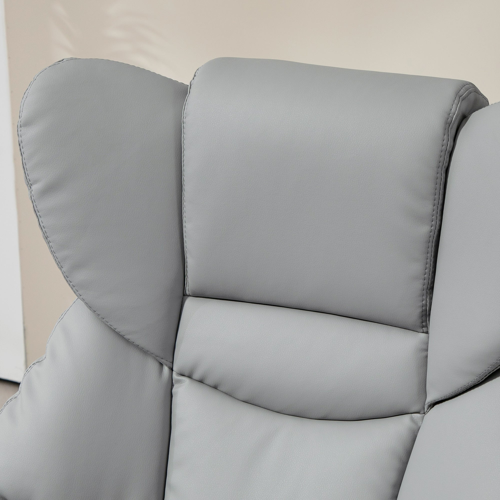Faux Leather Recliner Chair and Footstool, Swivel Upholstered Armchair with Adjustable Backrest, Wood Base in Light Grey by HOMCOM