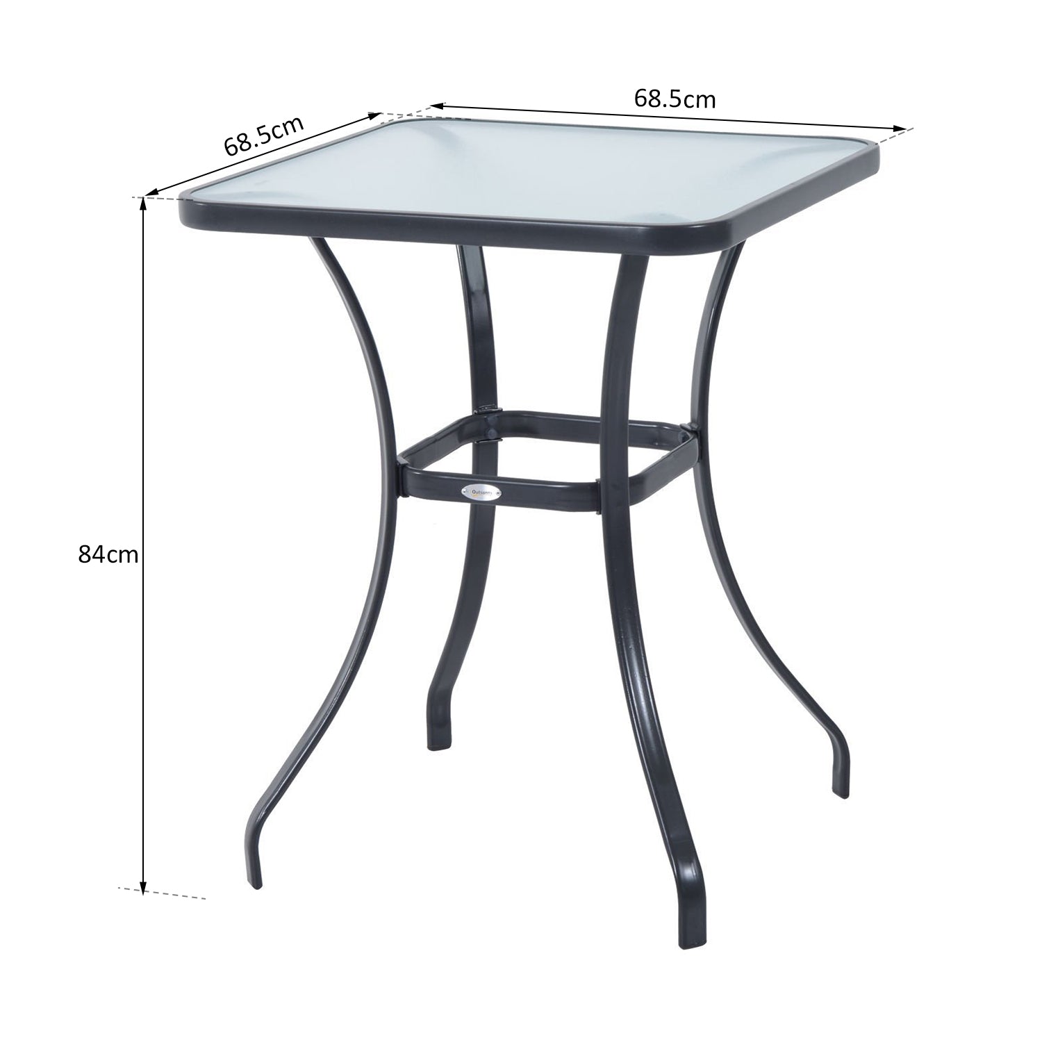 Square Glass Bistro Table with Sturdy Metal Base - Ideal for Outdoor Dining