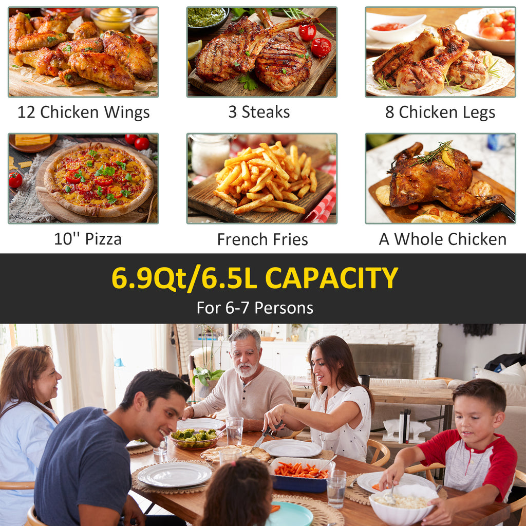 1700W 6.5L Air Fryer, Air Fryer Oven with Digital Display, Adjustable Temperature, Timer & Nonstick Basket for Oil | HOMCOM
